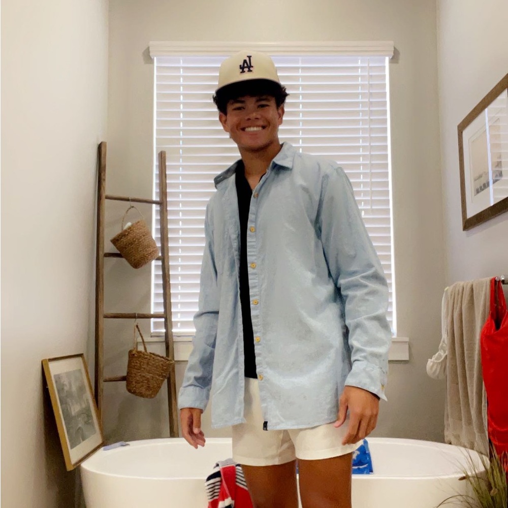 Even Tide Mens Slim‎ Fit Long Sleeve Button Down Shirt Light Blue XL